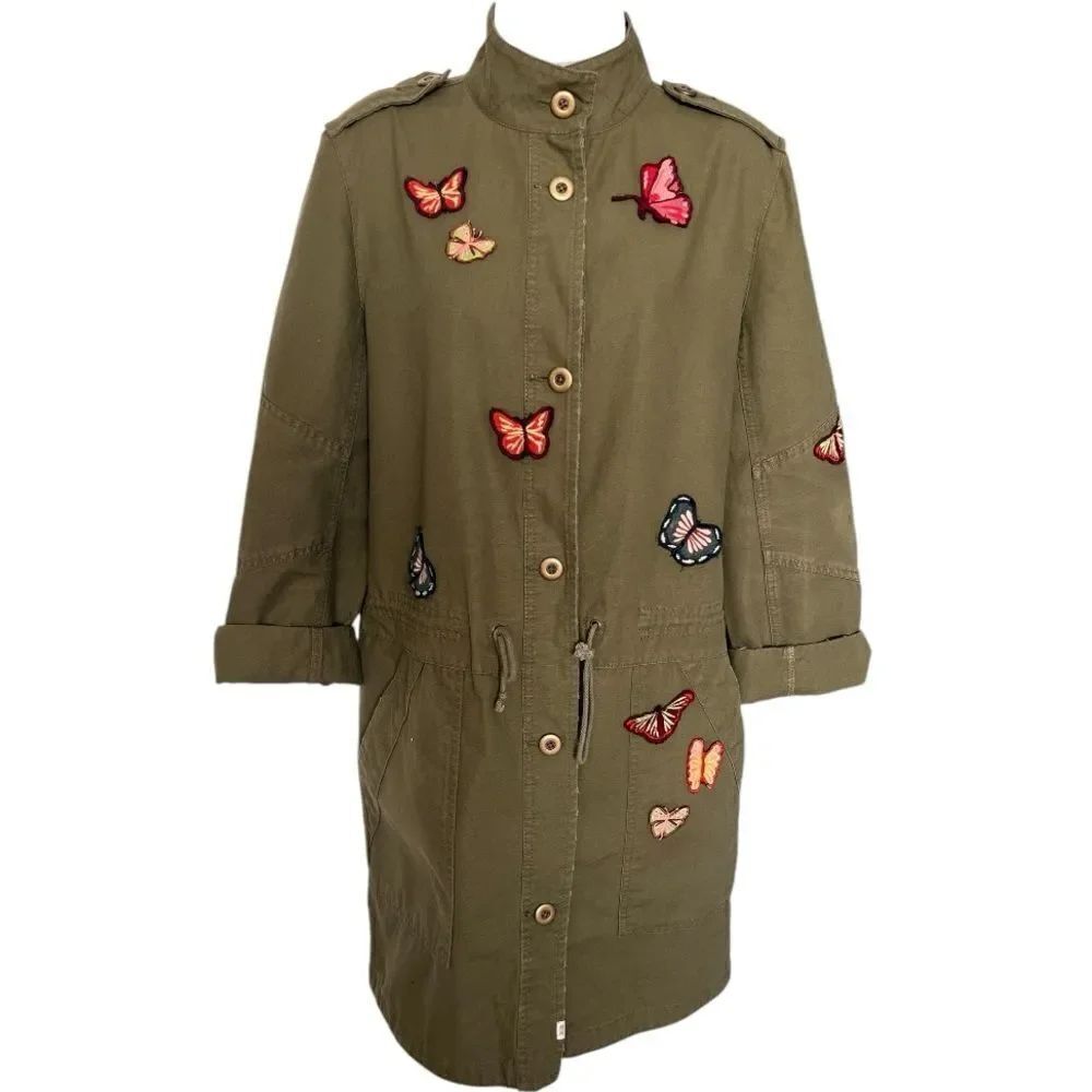 MELROSE And MARKET Women’s Butterfly Patch Army Green Jacket Size Small